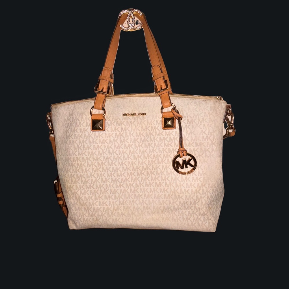 Michael Kors Tan and Cream Tote Bag